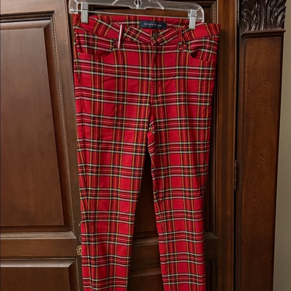 Tommy Hilfiger Red Plaid Cropped Pants